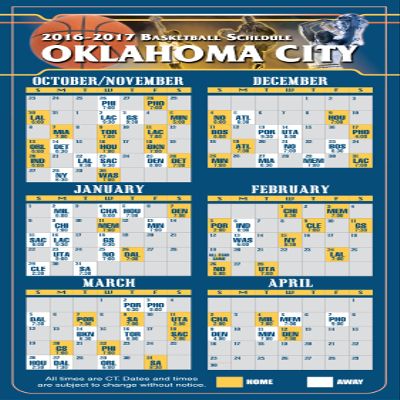 300 Pieces Magnetic Business Card Pro Basketball Sports Schedules 3.5 x 9 (Oklahoma City)