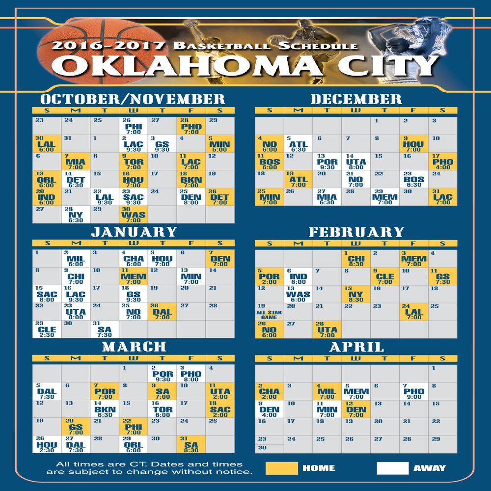 300 Pieces Magnetic Business Card Pro Basketball Sports Schedules 3.5 x 9 (Oklahoma City)