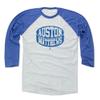 500 LEVEL Auston Matthews 3/4 Sleeve T-Shirt (Baseball Tee, XXX-Large, Royal/Ash) - Auston Matthews Puck B view 1