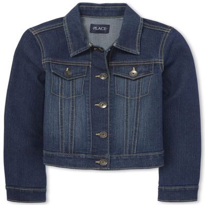 The Children's Place Girls Basic Denim Jacket,Dk Stone,XXL(16)
