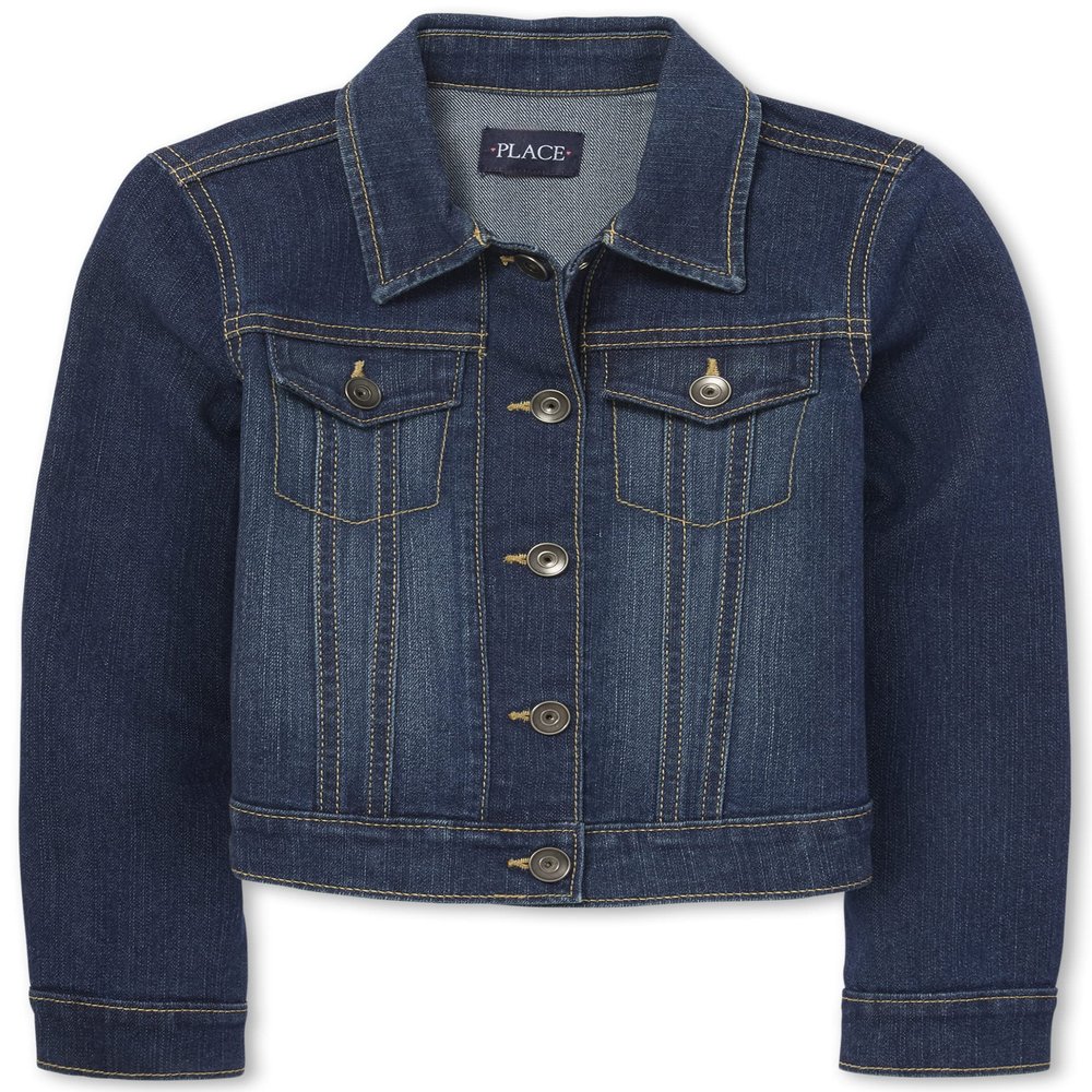 The Children's Place Girls Basic Denim Jacket,Dk Stone,XXL(16)