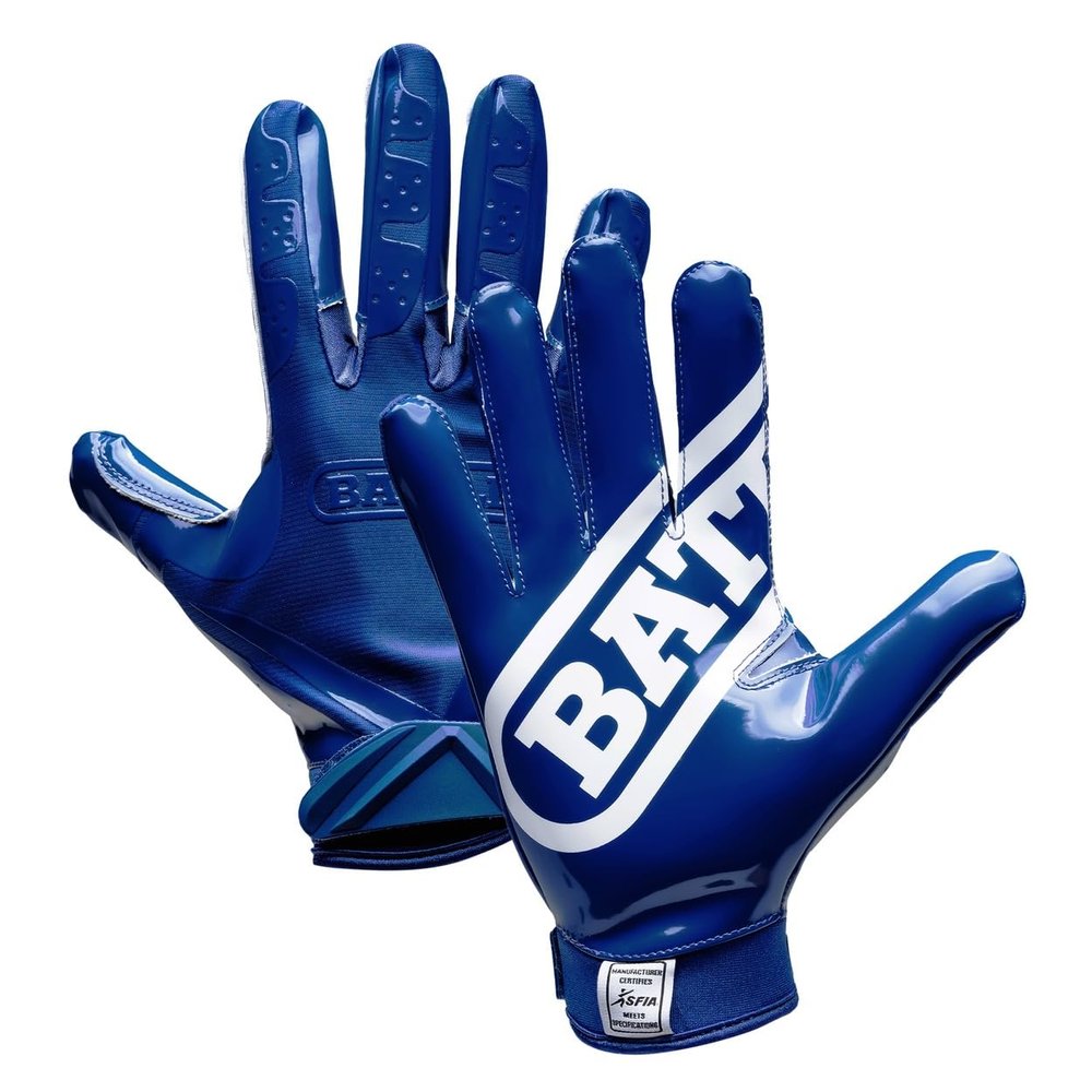 Battle Sports Double Threat Wide Receiver - Adult and Youth Football Gloves - Ultra Stick Gloves - Adult 2X-Large, Navy