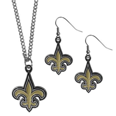 NFL Siskiyou Sports Womens New Orleans Saints Dangle Earrings and Chain Necklace Set One Size Team Color