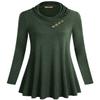 Miusey Tunic Shirt, Women's Long Sleeve Cowl Neck Loose Fit Casual Tunic Top Green X-Large view 1