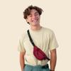 DALIX Fanny Pack w/ 3 Pockets Traveling Concealment Pouch Airport Money Bag (Maroon) view 3