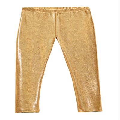 City Threads Girls Leggings Metallic Mermaid Print Shiny Colorful Fun Ankle Length for Style Fashion Parties Pop of Color, Sparkly Shimmer Gold, 12
