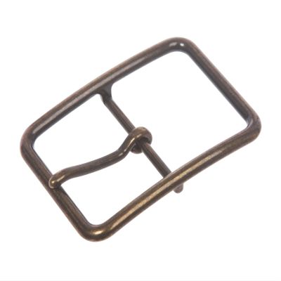 1 1/2" (38 mm) Nickel Free Center Bar Single Prong Rectangular Belt Buckle, Antique Brass