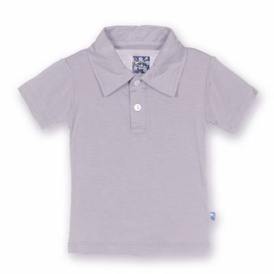 KicKee Pants Little Boys Solid Short Sleeve Polo, Feather, Boys 5