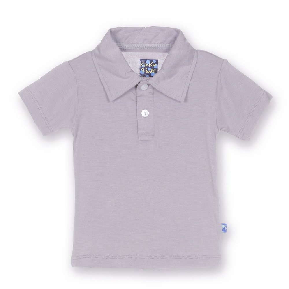 KicKee Pants Little Boys Solid Short Sleeve Polo, Feather, Boys 5