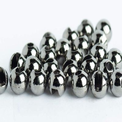Blue Wing Olive Slotted Tungsten Beads for Fly Tying- 100 Pack (Black Nickel, 3.2 mm (1/8"))