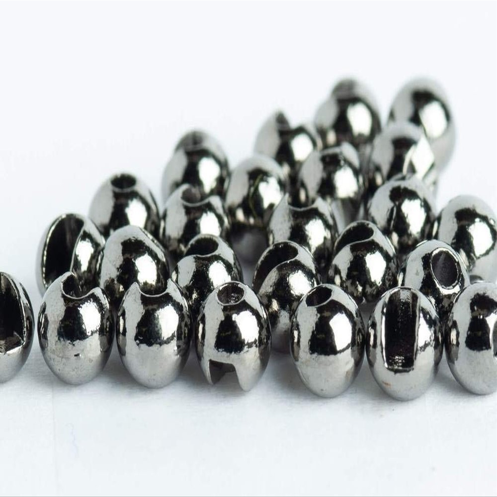 Blue Wing Olive Slotted Tungsten Beads for Fly Tying- 100 Pack (Black Nickel, 3.2 mm (1/8"))