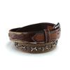 ARIAT Men's Embossed Leather Belt with Barbed Wire Accents and Blue Crystals, Brown, 40 view 2