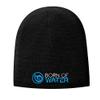 Born of Water Scuba Diving Fleece Lined Beanie: Freediving - Black with Blue Logo view 2