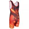KO Sports Gear Unisex Wrestling Singlet for Adult Wrestlers - Wrestling Singlet for Men & Women - Bold Durable Uniform, Stretchy Breathable Material - Orange Phoenix, Adult Large view 2