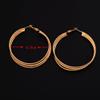 24K Gold Plated Textured Triple Frozen Orbital Gold Hoop Earrings view 2