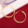 24K Gold Plated Textured Triple Frozen Orbital Gold Hoop Earrings view 3