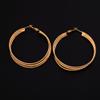 24K Gold Plated Textured Triple Frozen Orbital Gold Hoop Earrings view 4