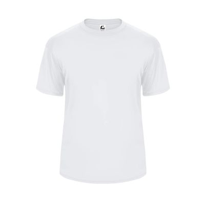 Badger Sport C2 White Youth XS Short Sleeve Wicking Tee