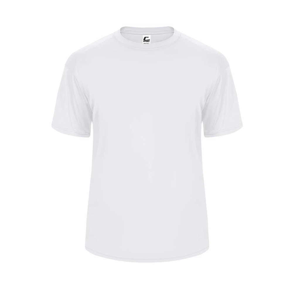 Badger Sport C2 White Youth XS Short Sleeve Wicking Tee