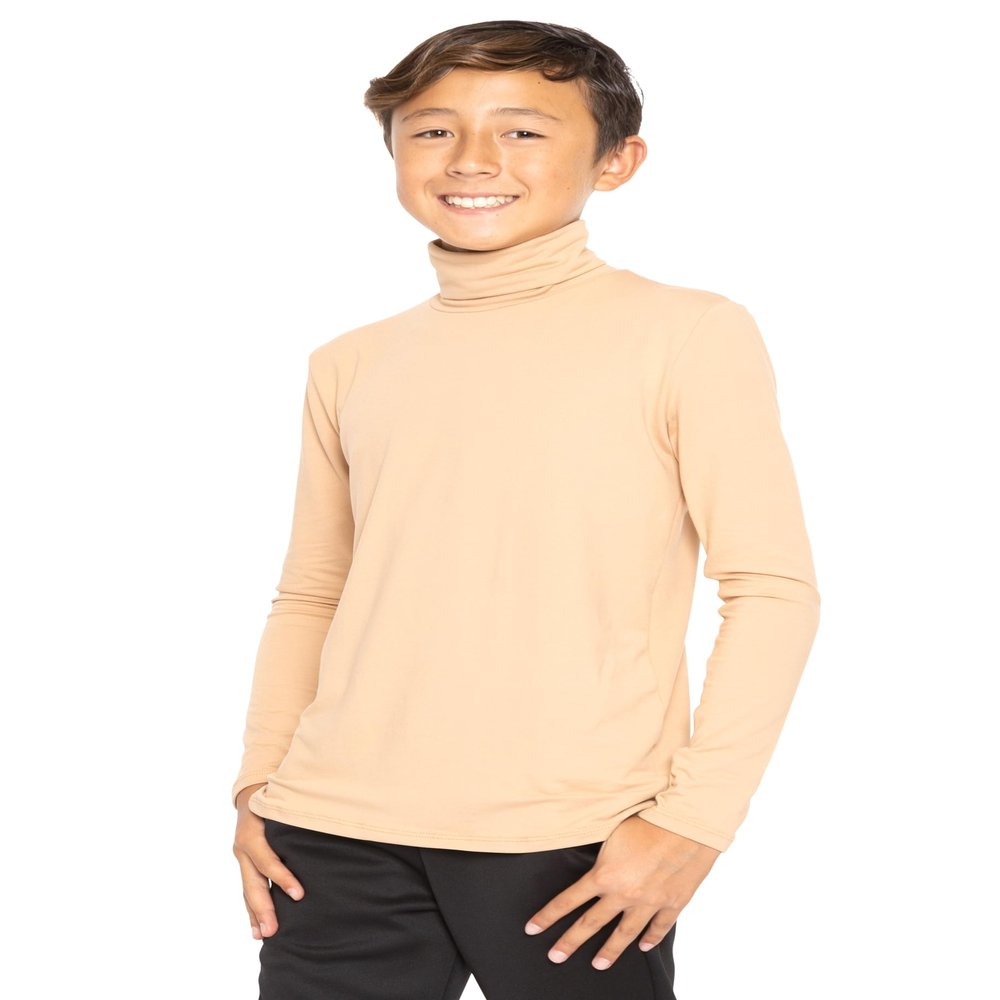 Boy's Oh So Soft Turtleneck Beige Medium