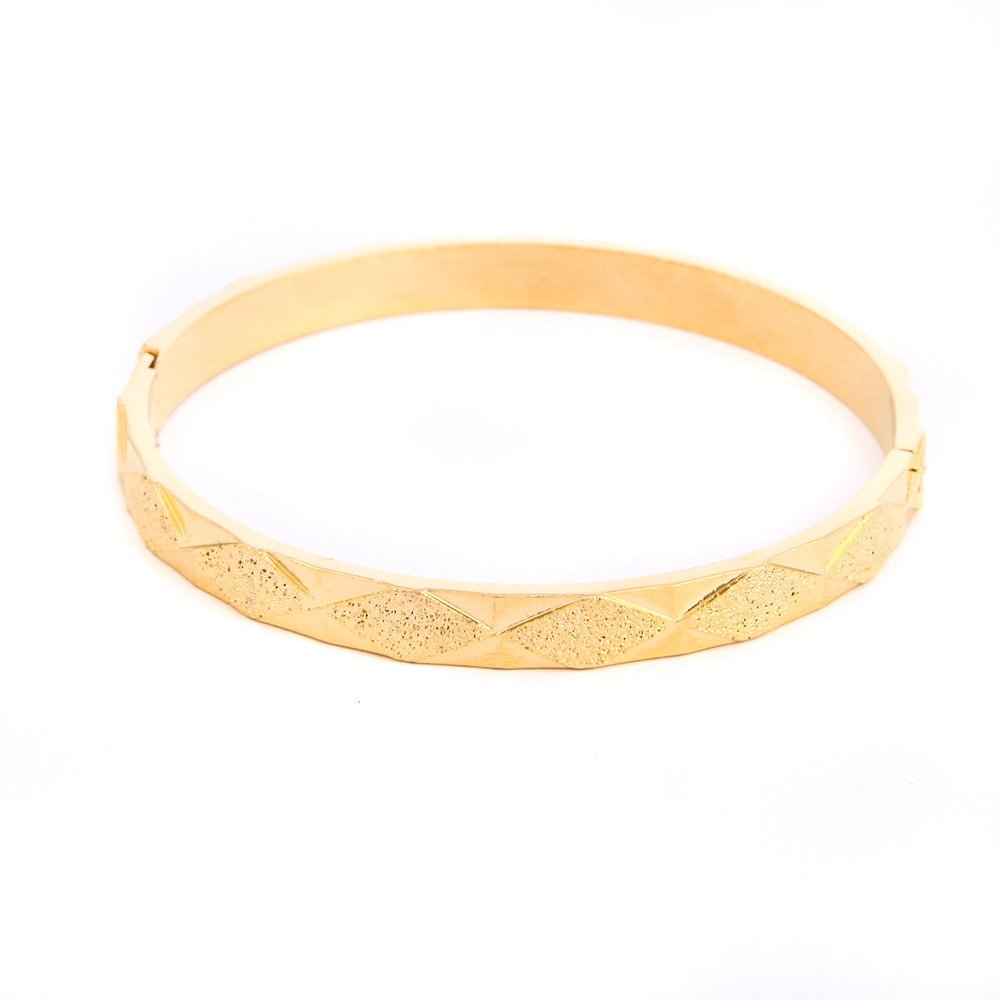 18K Gold Plated Texture Ethiopian Bangle Bracelet Africa Arab Dubai Gold Bangle Bracelet (C)