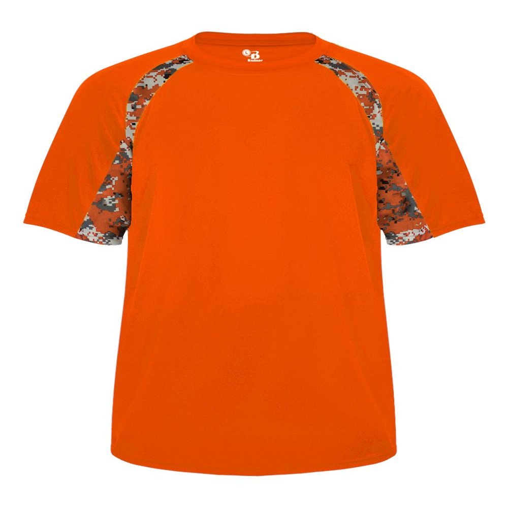 Badger Sport Orange Digi-Camo Adult XL Short Sleeve