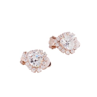 Fashion Cubic zircon Heart Shape Rhinestone Women Wedding Jewelry Clip on Earrings (gold plated)