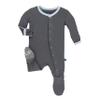 KicKee Pants Little Boys Solid Footie - Stone with Pond, 12-18 Months
