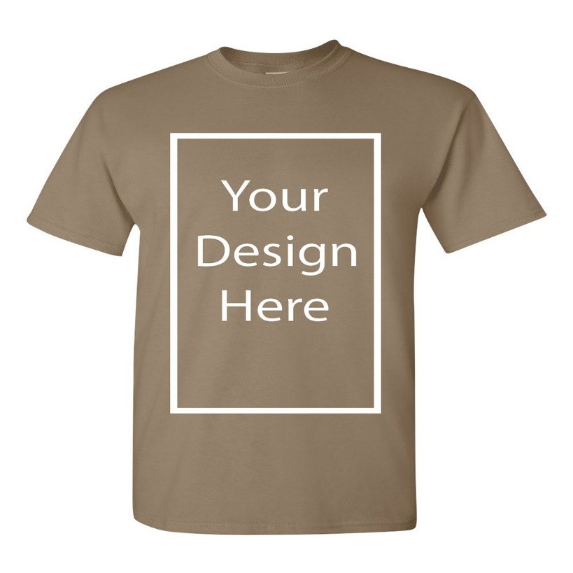 Add Your Own and Text Design Custom Personalized Adult T-Shirt Tee (XXXXX Large, Brown Savana)
