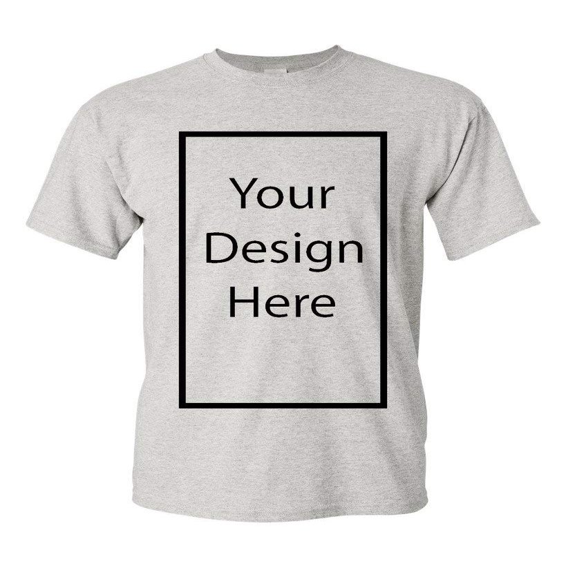 Add Your Own and Text Design Custom Personalized Adult T-Shirt Tee (Large, Ash)