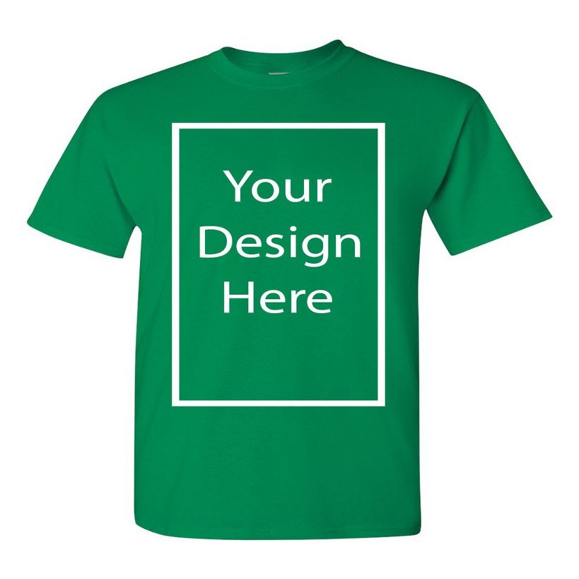 Add Your Own and Text Design Custom Personalized Adult T-Shirt Tee (Large, Turf Green)
