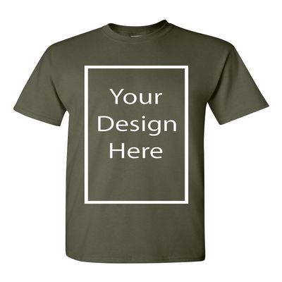 Add Your Own and Text Design Custom Personalized Adult T-Shirt Tee (Medium, Military Green)