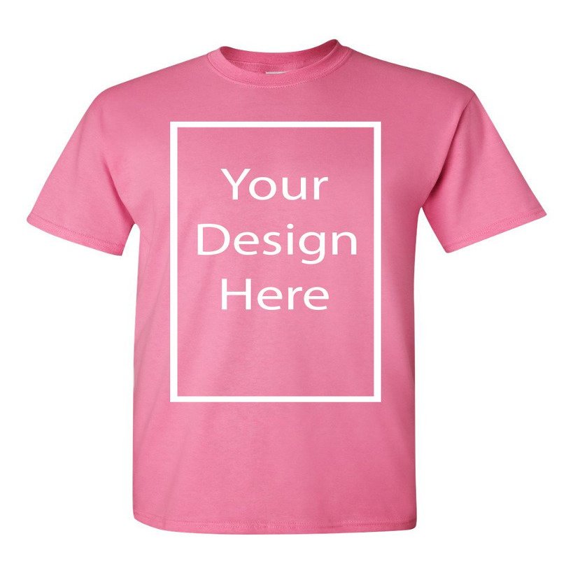 Add Your Own and Text Design Custom Personalized Adult T-Shirt Tee (XXX Large, Azalea)