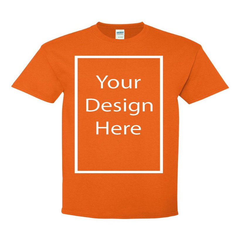 Add Your Own and Text Design Custom Personalized Adult T-Shirt Tee (XXXX Large, S. Orange)