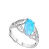 Blue Simulated Opal Oval Celtic Trinity Ring New .925 Sterling Silver Band Size 10 view 2