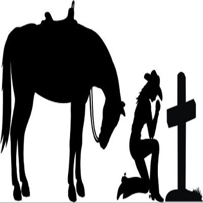 1 Chase Grace Studio Cowgirl Praying Cross Horse Christian Vinyl Decal Sticker|Bl