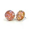 12mm Faux Druzy Stud Earrings - Stainless Steel Posts Sensitive Ears Boho Chic Sparkly Glitter Studs (Peach AB) view 1