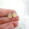 12mm Faux Druzy Stud Earrings - Stainless Steel Posts Sensitive Ears Boho Chic Sparkly Glitter Studs (Peach AB) view 2