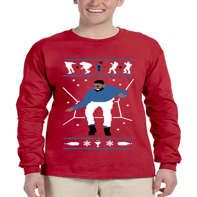 ALLNTRENDS Men's Long Sleeve Hotline Bling Blue Hotline Ugly Sweater (L, Red)