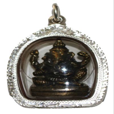 Boon Decor Ganesh Pendant Holding Attributes 1.25" h - Hand Crafted Fine Silver (.999) Casing
