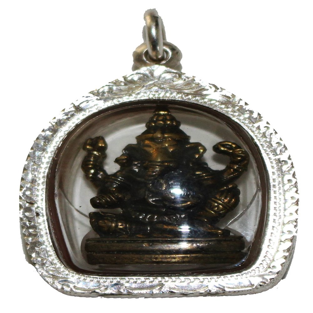 Boon Decor Ganesh Pendant Holding Attributes 1.25" h - Hand Crafted Fine Silver (.999) Casing