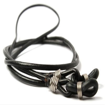 2 PACK SPECIAL Eyeglasses Cords - U.S. CHAIN and LEATHER TONGA Black - De Suave Inc (2)