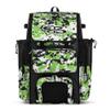 Boombah Superpack Bat Pack - Backpack Version (no wheels) - Holds 4 Bats - Camo Black/Lime Green - For Baseball or Softball