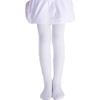 Monvecle Girls' Thick Cotton Stockings Socks Stretch Cable Knit Footed Tights White 10-14 view 1