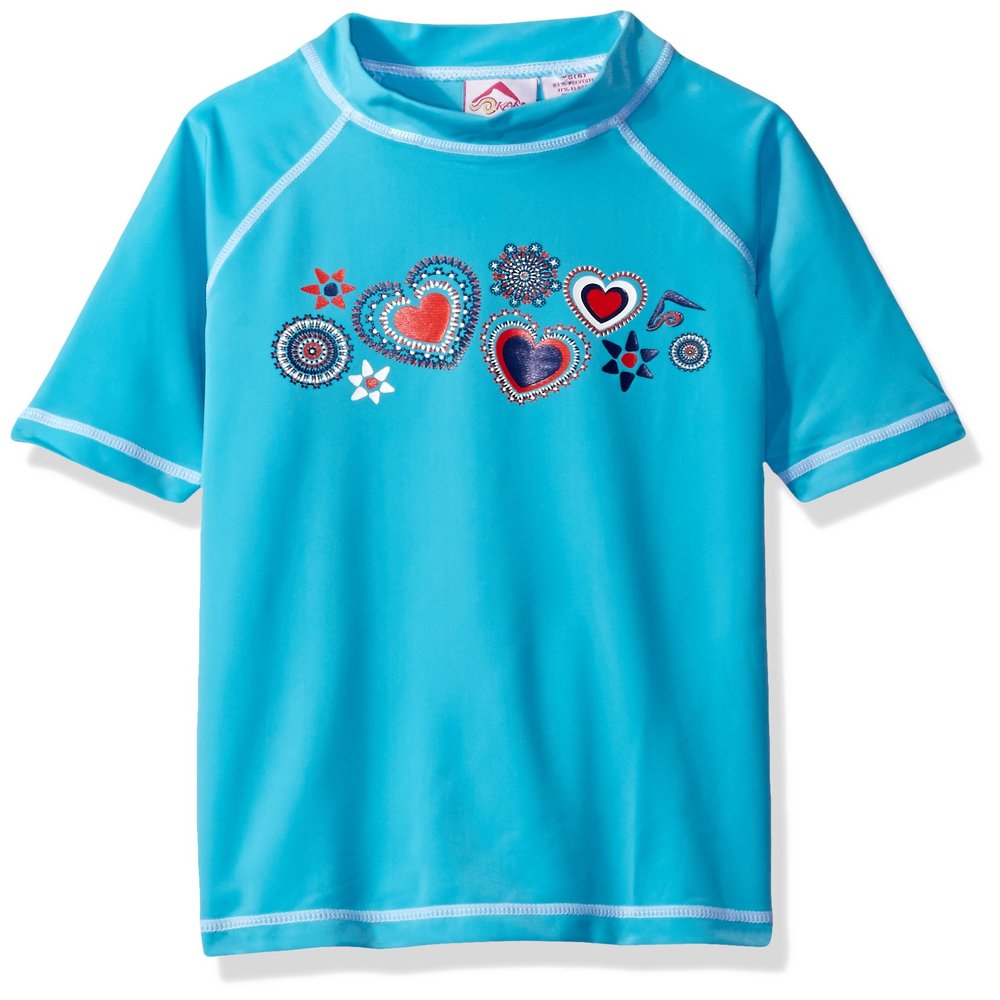 Kanu Surf Girls' Karlie UPF 50+ Sun Protective Rashguard Swim Shirt, Melanie Aqua, X-Large (14/16)