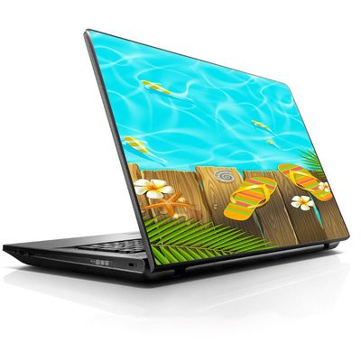15 15.6 inch Laptop Notebook Skin Vinyl Sticker Cover Decal Fits 13.3" 14" 15.6" 16" HP Lenovo Apple Mac Dell Compaq Asus Acer/Flip Flops and Fish Summer