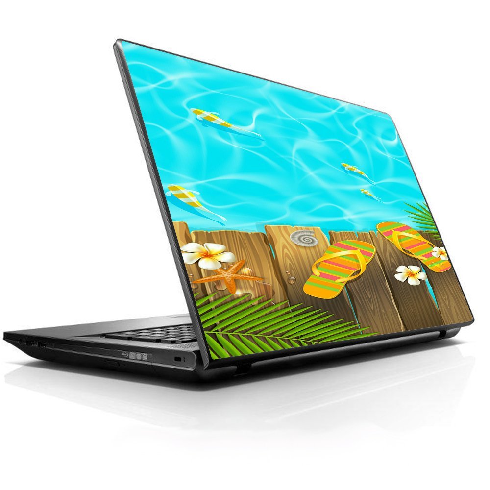 15 15.6 inch Laptop Notebook Skin Vinyl Sticker Cover Decal Fits 13.3" 14" 15.6" 16" HP Lenovo Apple Mac Dell Compaq Asus Acer/Flip Flops and Fish Summer