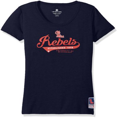 Levelwear NCAA Mississippi Old Miss Rebels Adult Women Daily Capital Script Ladies Tee,XL,Solid Navy