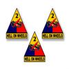 3 Hell ON Wheels 2nd Armored Division 4" Vinyl Graphics Decals US Army Military Armor Tank Door Decal Stickers ((3) 3.75"x 4" Decals) view 1