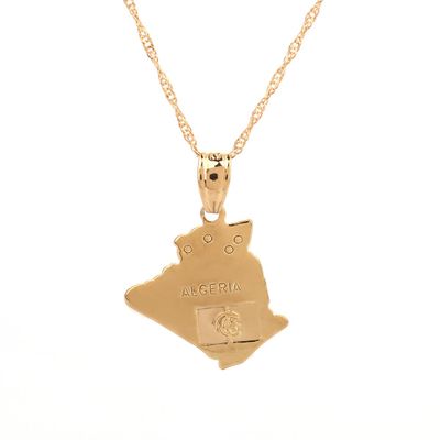Algeria Map Pendant Necklace Chains 18K Yellow Gold Plated Africa Jewelry